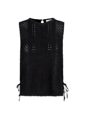 Aza Crochet Knit Top - Black