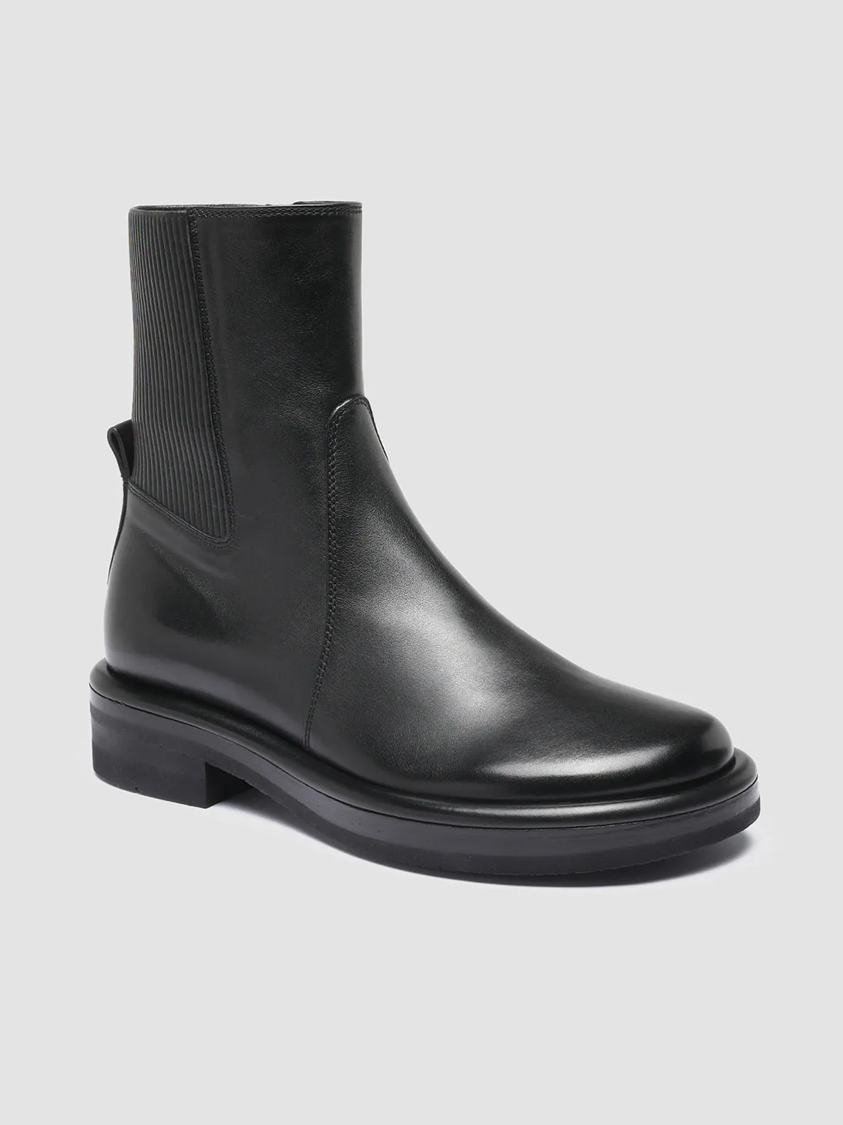 ERA 003 - Black Leather Zip Boots