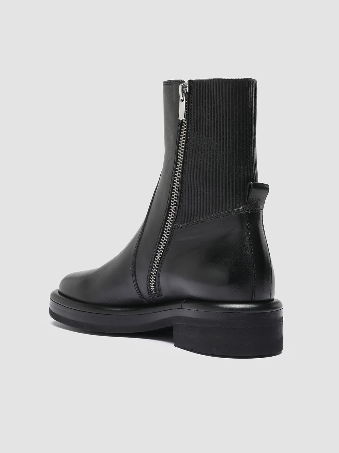 ERA 003 - Black Leather Zip Boots