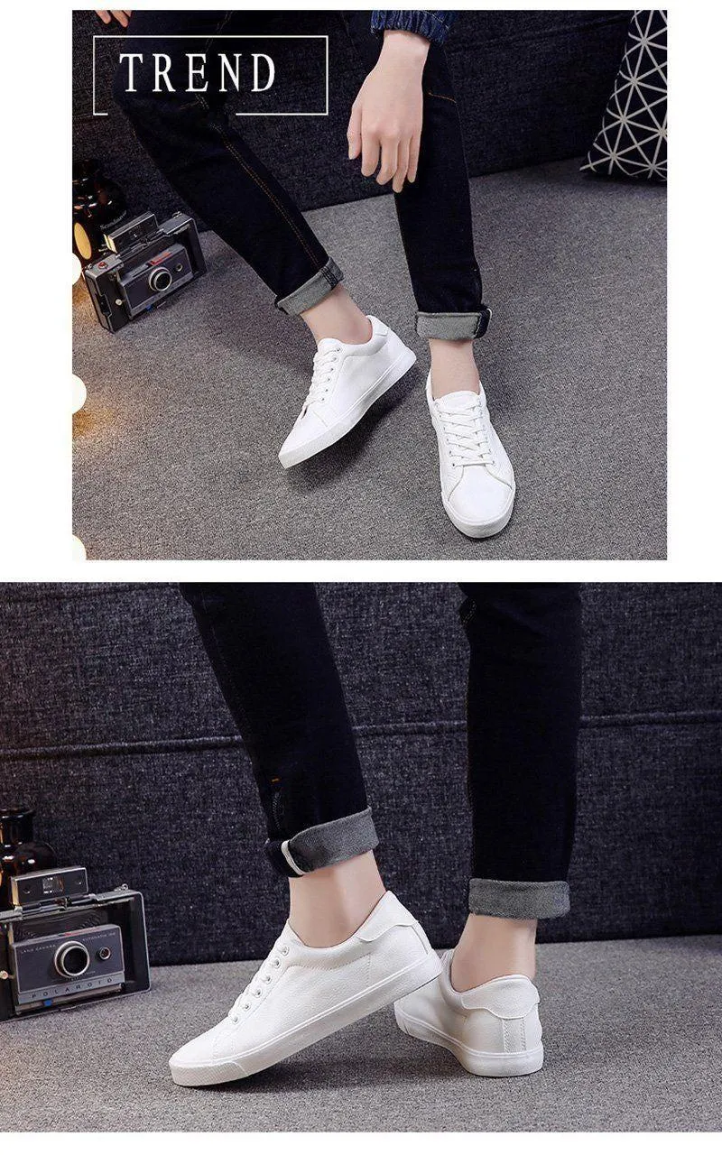 Men's Casual Shoes 2021 Sneakers Soft Leather Fashion White Footwear
