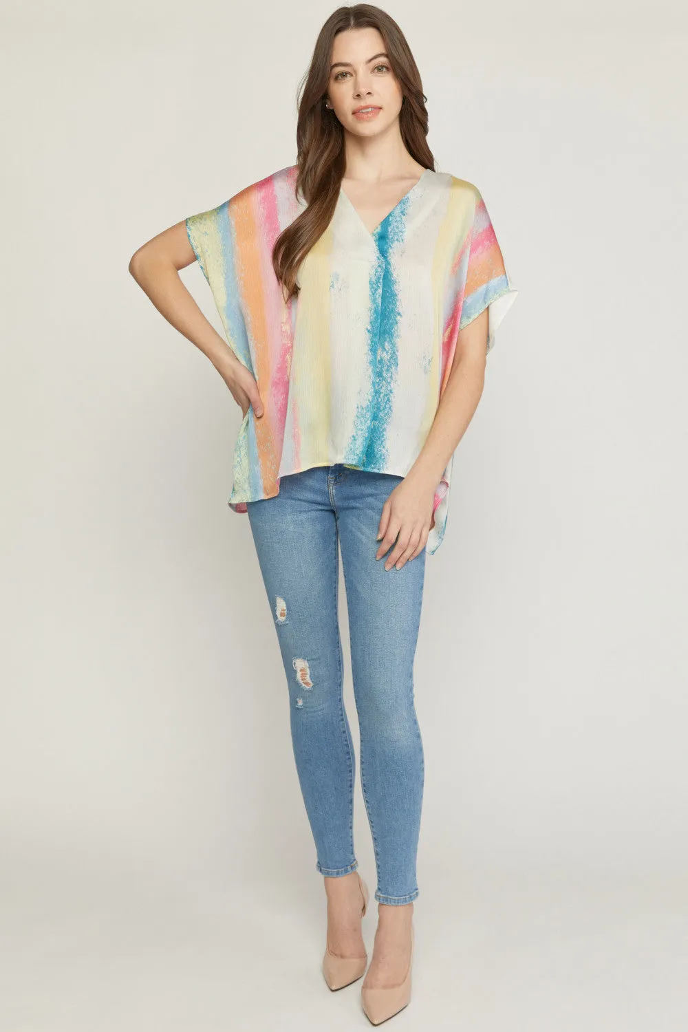 Rainbow Placket Top