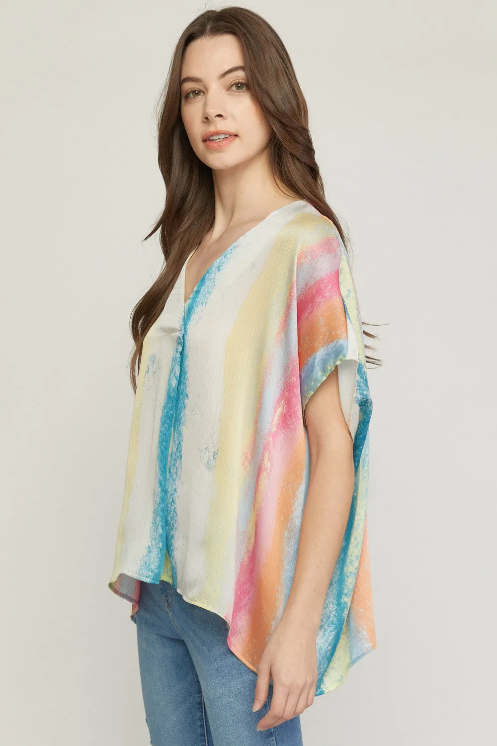 Rainbow Placket Top