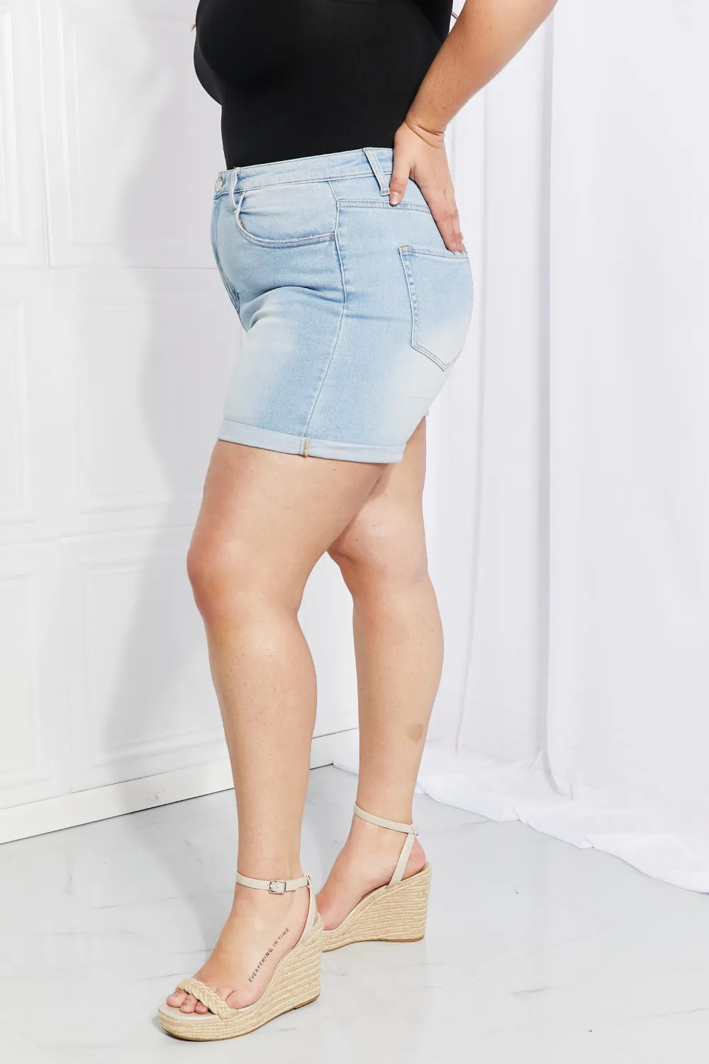 VERVET Full Size Cuffed Denim Shorts