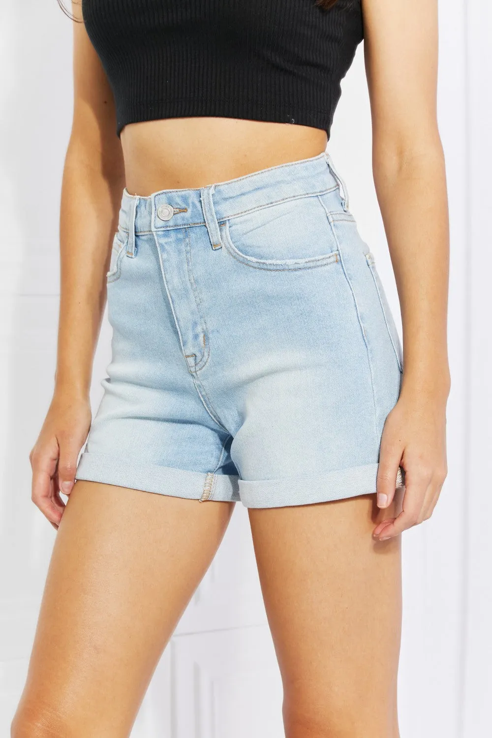 VERVET Full Size Cuffed Denim Shorts