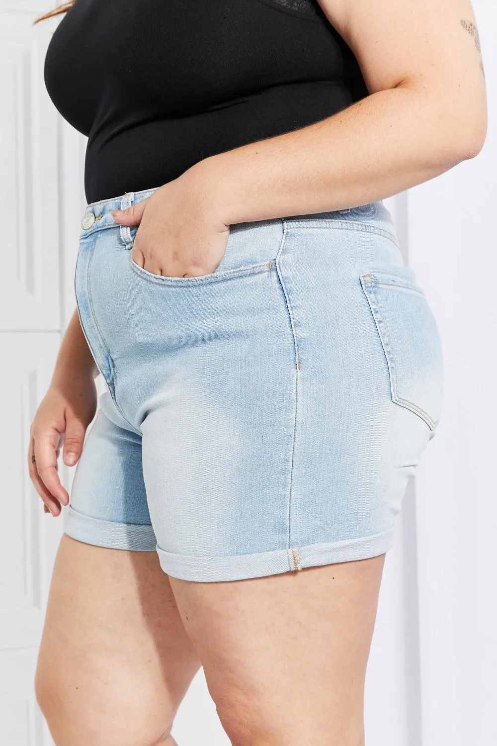 VERVET Full Size Cuffed Denim Shorts